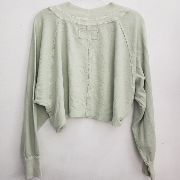 NWT Free People Fun Times Turtle Thermal Pullover, Iced Sage - Picture 6 of 9